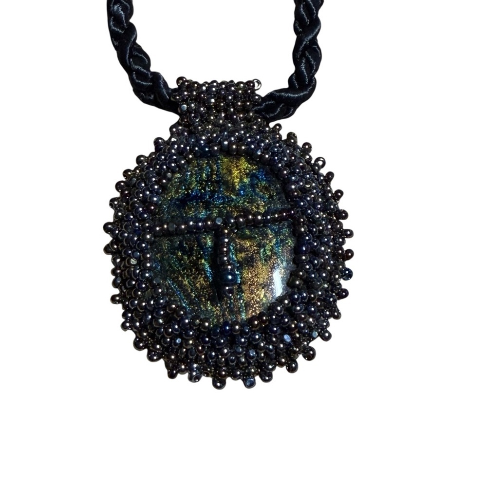 NWT Handcrafted Dicro Glass Beaded Pendant